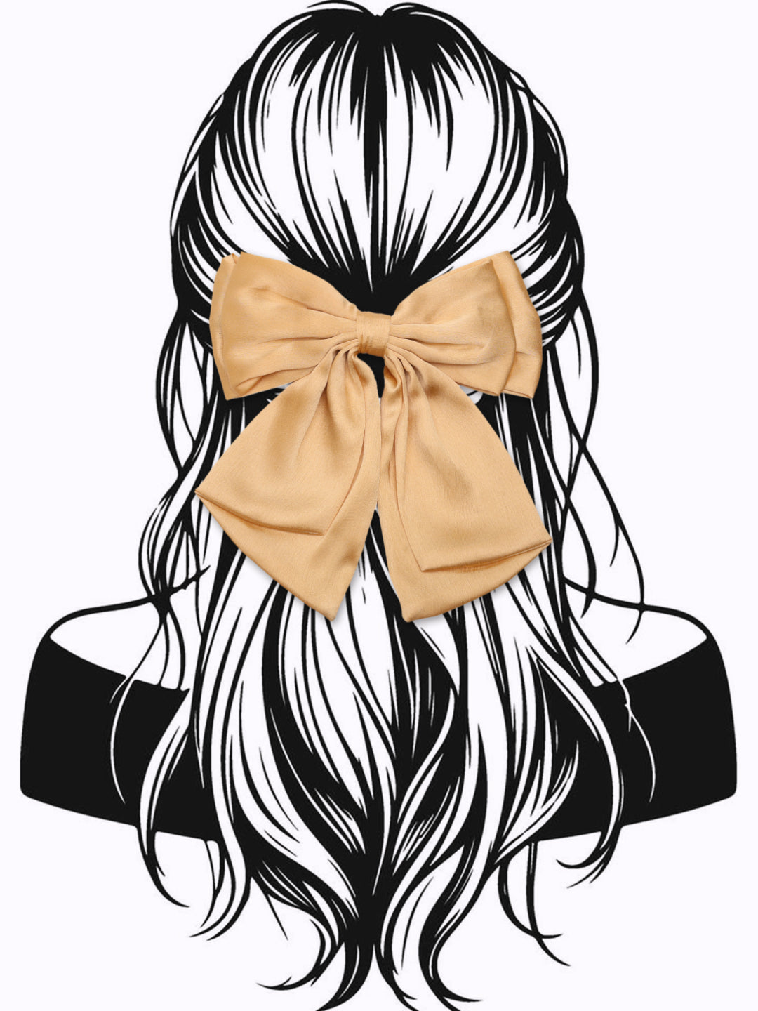 Choko Beige Satin Bow Hair Clip - Oversized Girls’ Hair Accessory with Alligator Clip Grip