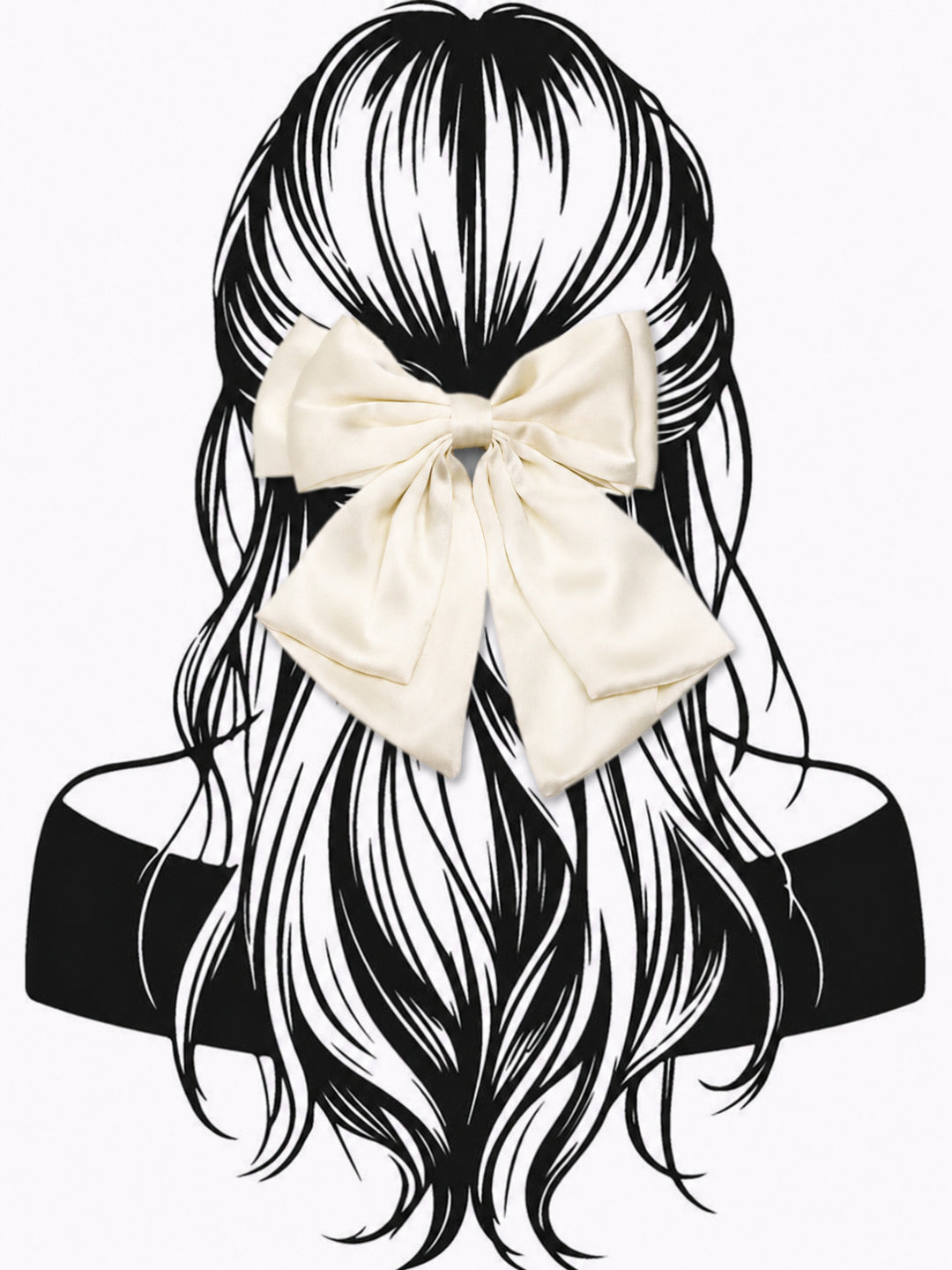 Choko Elegant Oversized Bow Alligator Hair Clip for Girls - Satin Finish in White