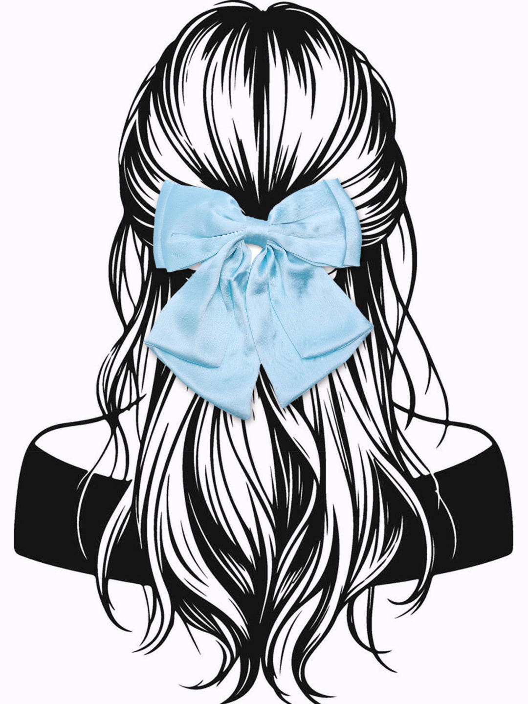 Choko Oversized Bow Alligator Hair Clip for Girls - Sky Blue Satin Finish Statement