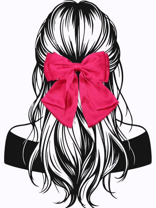 Choko Hot Pink Oversized Bow Alligator Hair Clip for Girls - Bold Satin Finish Style