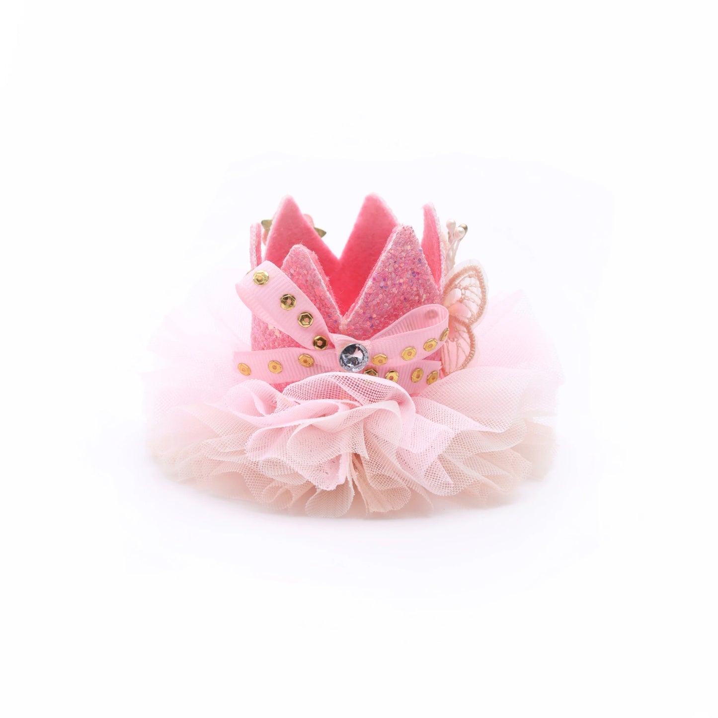 Girls 3rd Birthday Crown Hair Clip - Pink Glitter Princess Bow | Choko - Choko