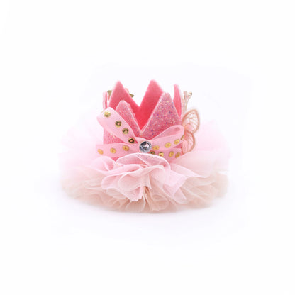 Girls 3rd Birthday Crown Hair Clip - Pink Glitter Princess Bow | Choko - Choko