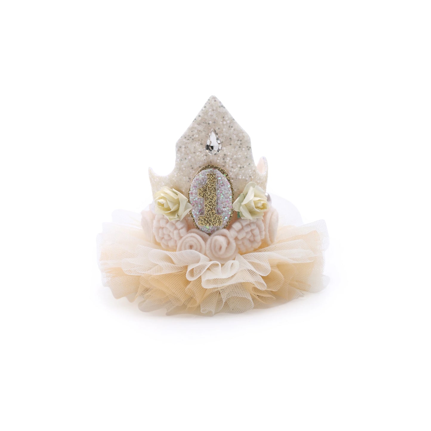 Baby Girl 1st Birthday Crown Hair Band - Cream Gold Floral | Choko - Choko
