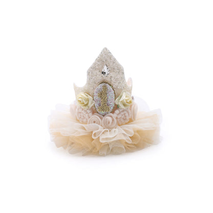 Baby Girl 1st Birthday Crown Hair Band - Cream Gold Floral | Choko - Choko