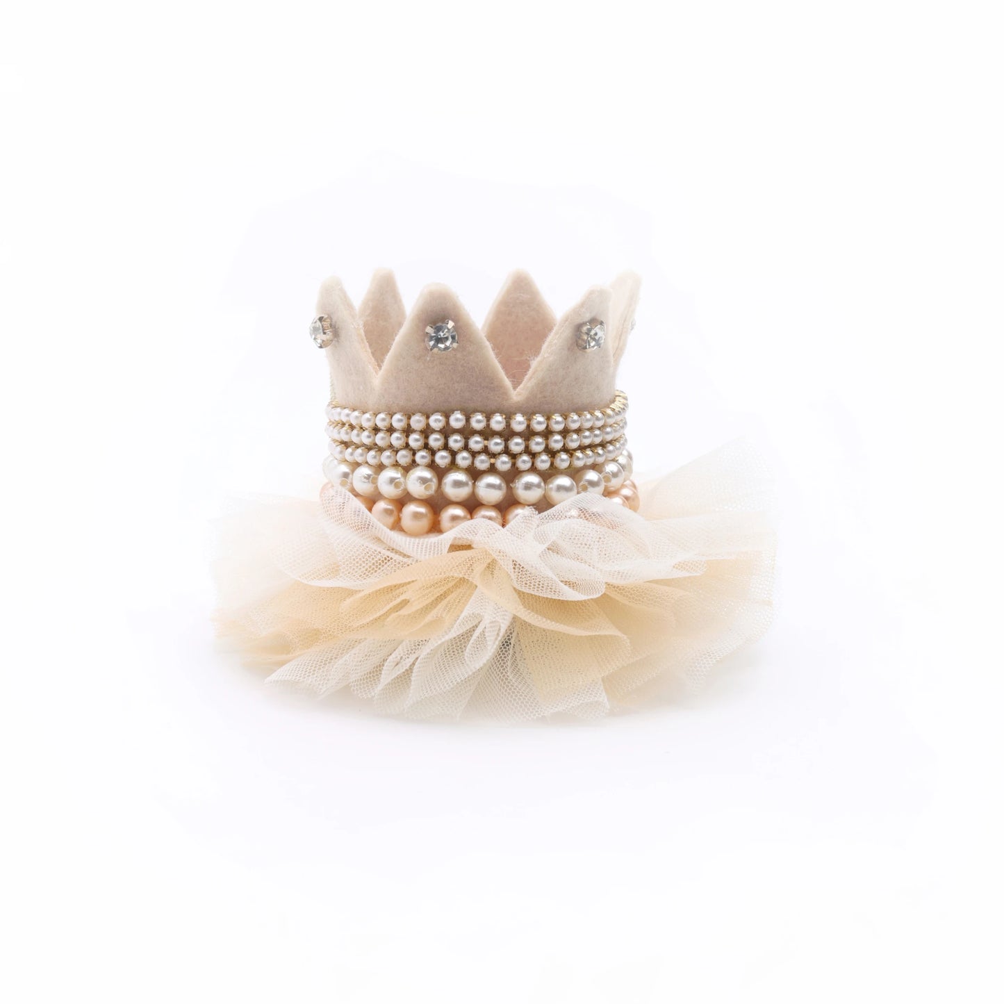 Baby Girl Birthday Regal Crown Hair Clip - Beige Cream Bow | Choko - Choko