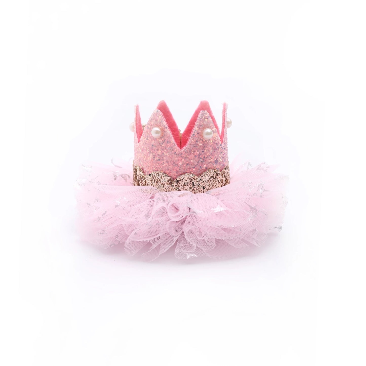 Baby Girl Birthday Glitter Crown Hair Clip - Pink Gold Bow | Choko - Choko