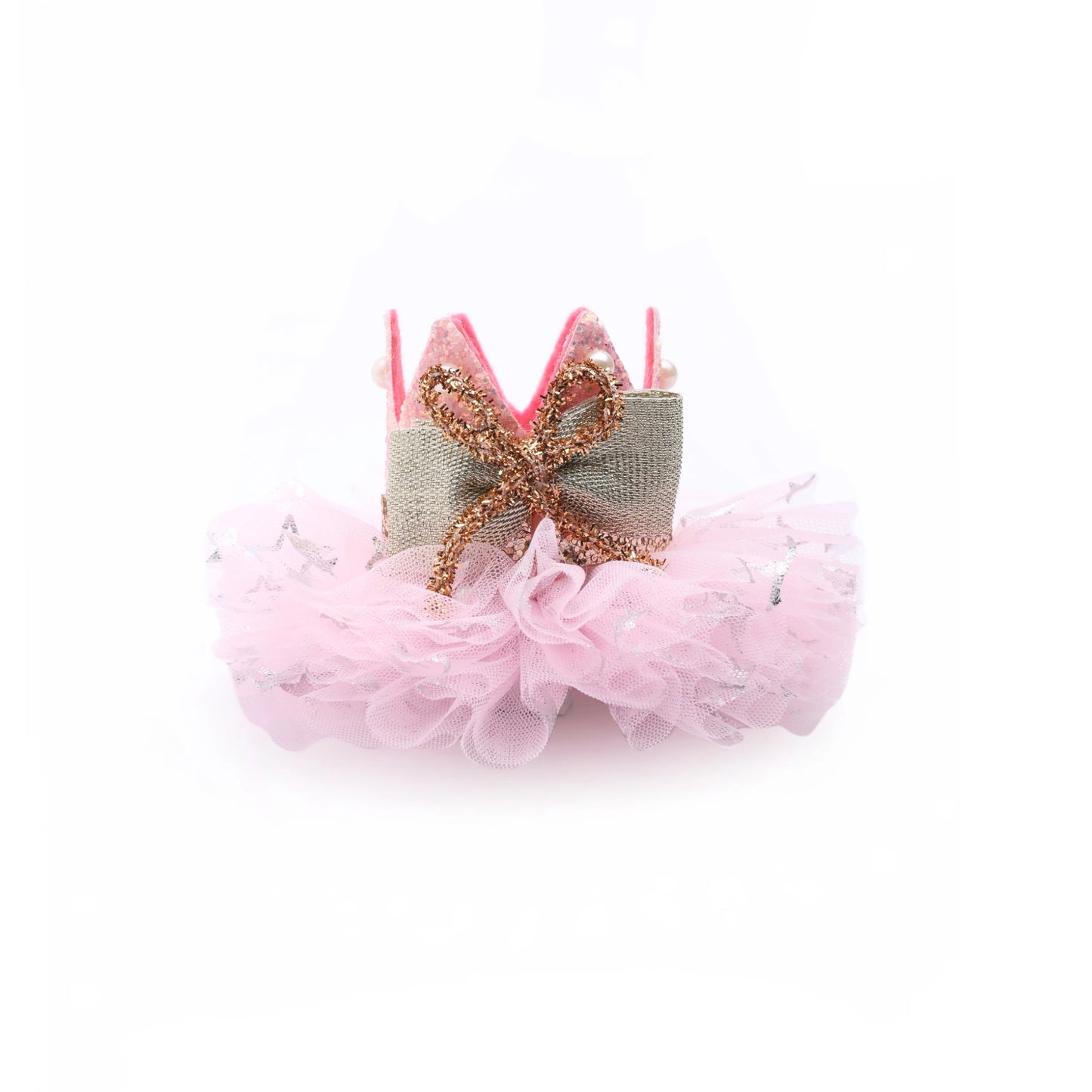 Baby Girl Birthday Glitter Crown Hair Clip - Pink Gold Bow | Choko - Choko