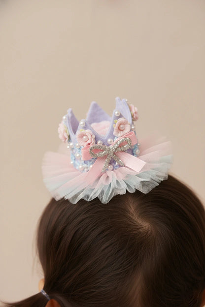 Baby Girl Birthday Floral Crown Hair Clip - Pink Blue Pastel | Choko - Choko