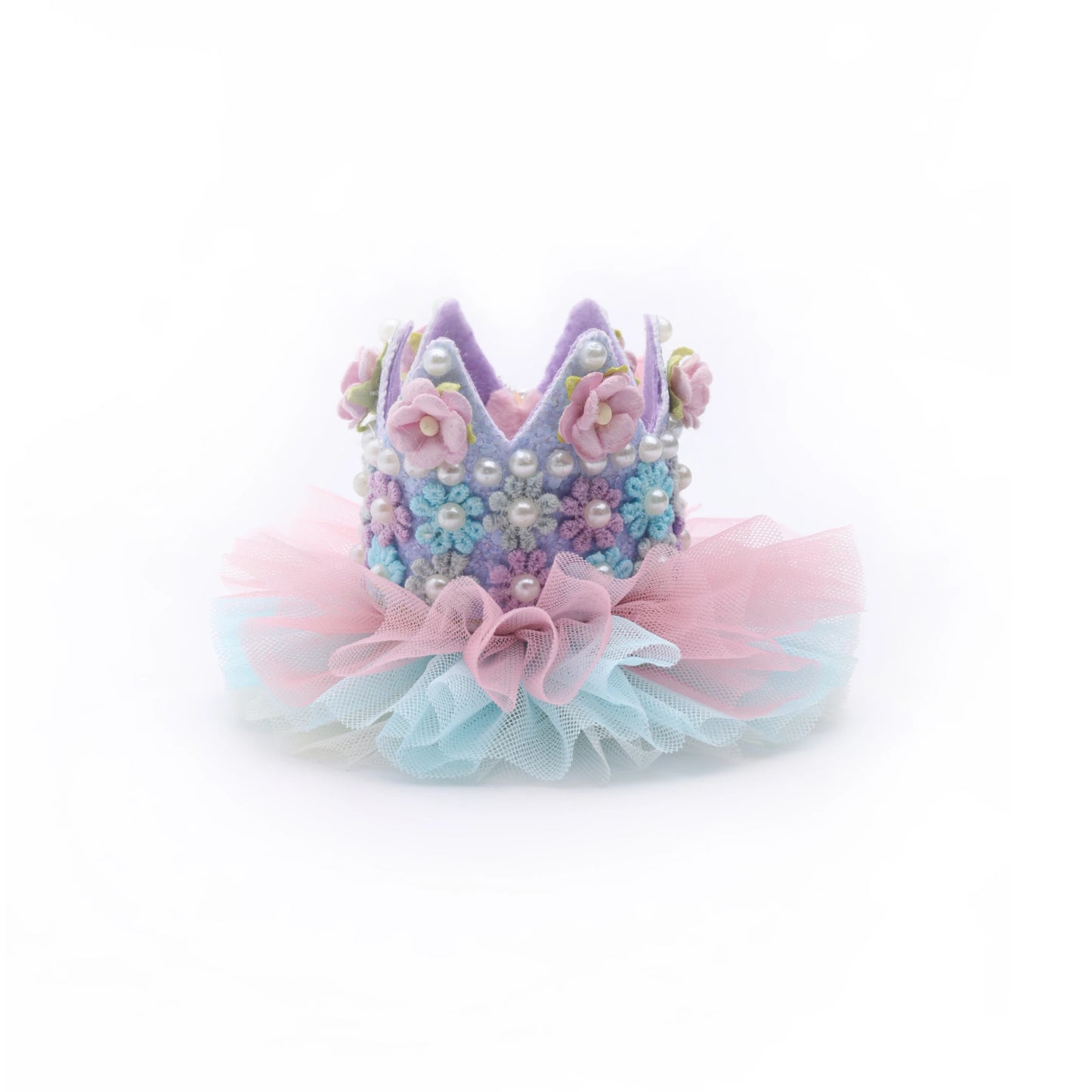 Baby Girl Birthday Floral Crown Hair Clip - Pink Blue Pastel | Choko - Choko