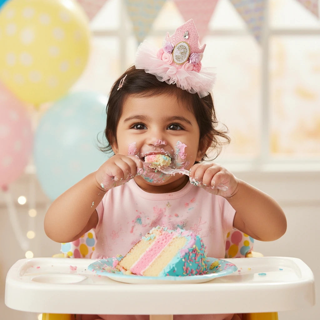 Girls 3rd Birthday Crown Hair Clip - Pink Roses & Tulle | Choko - Choko