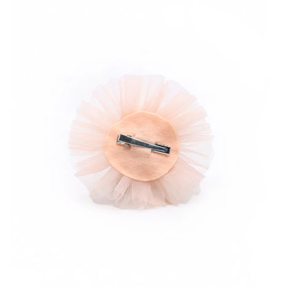 Baby Girl Birthday Crown Hair Clip - Beige Gold Pearl Tulle | Choko - Choko