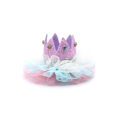 Baby Girl Birthday Purple Crown Hair Clip - Silver Glitter Gems | Choko - Choko