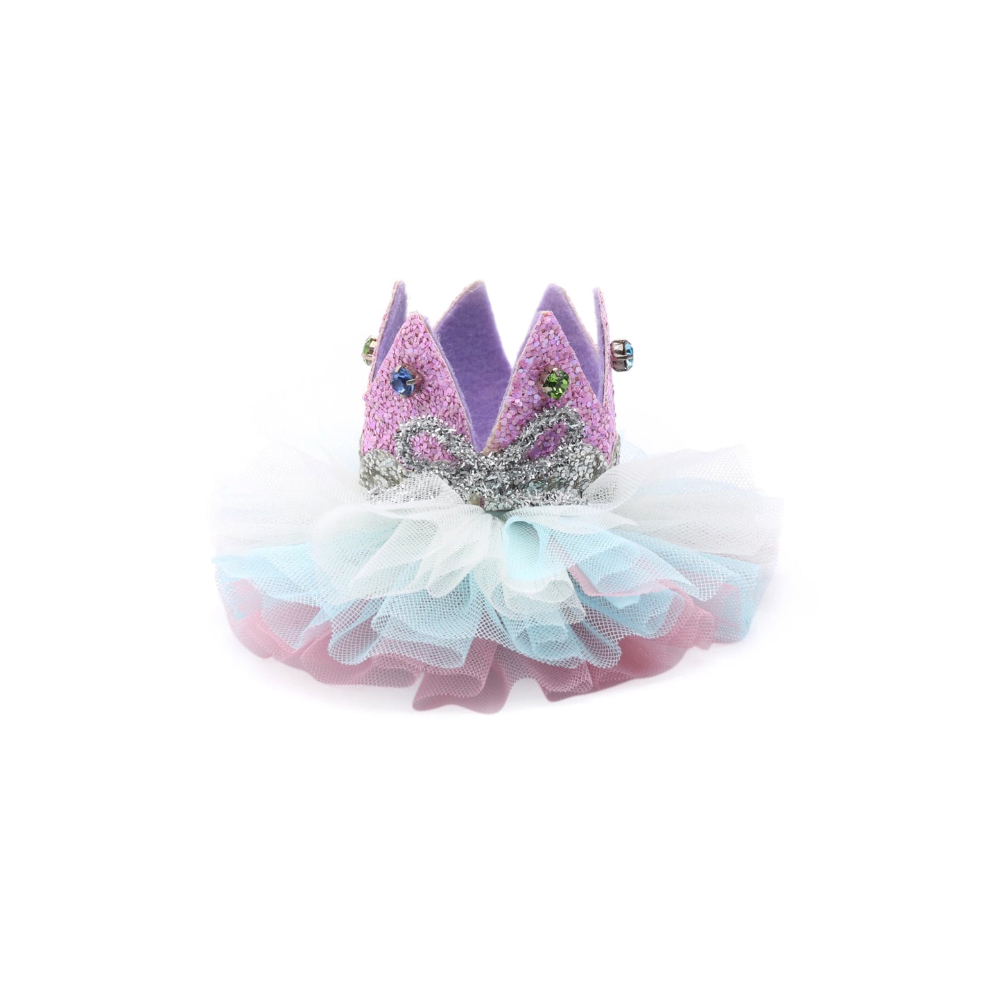 Baby Girl Birthday Purple Crown Hair Clip - Silver Glitter Gems | Choko - Choko