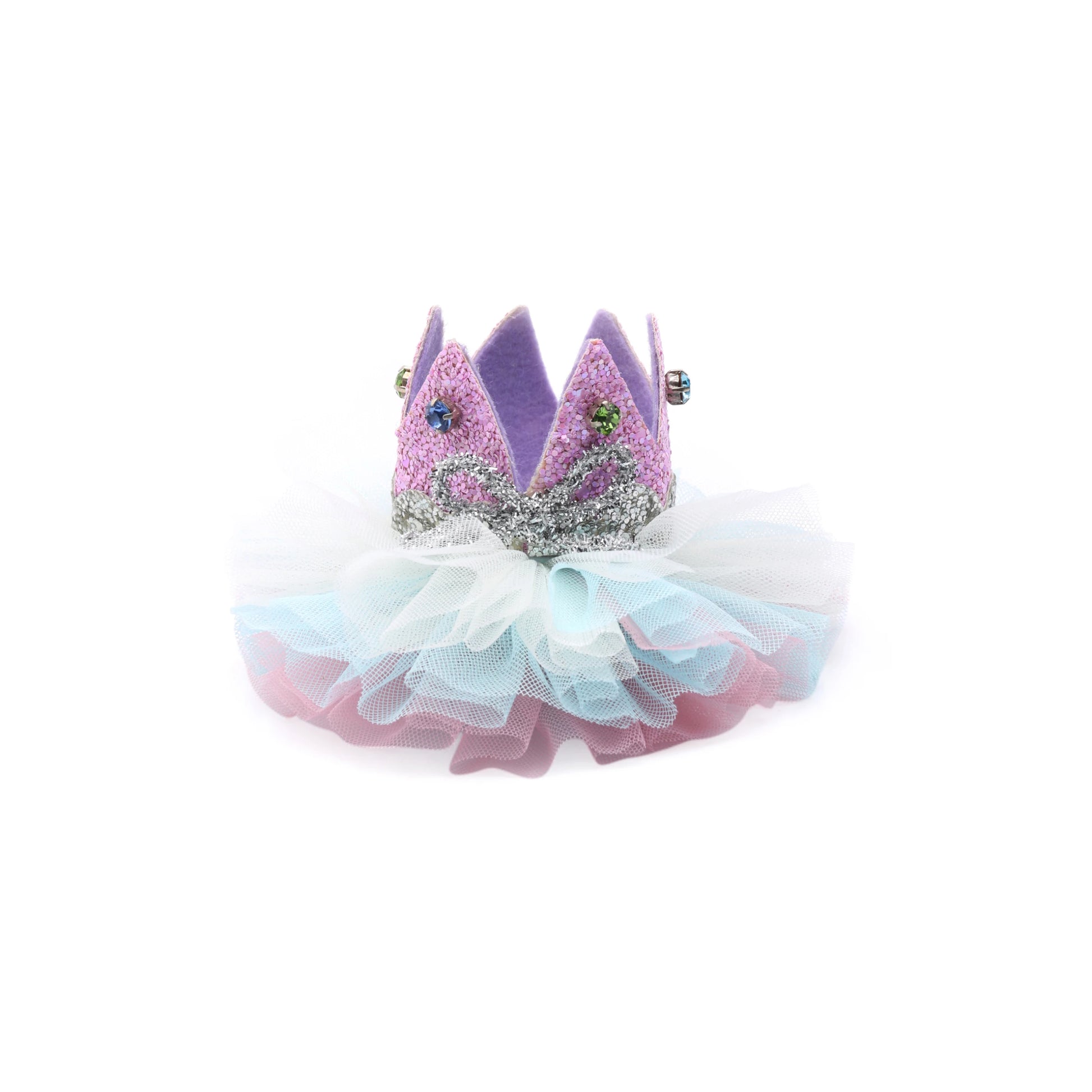Baby Girl Birthday Purple Crown Hair Clip - Silver Glitter Gems | Choko - Choko