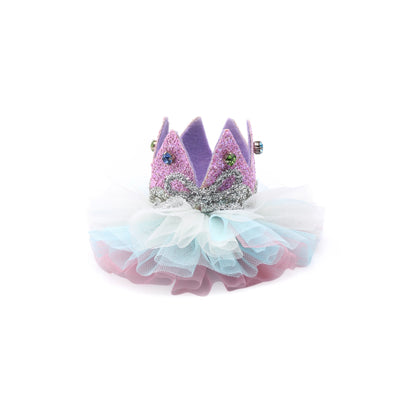 Baby Girl Birthday Purple Crown Hair Clip - Silver Glitter Gems | Choko - Choko