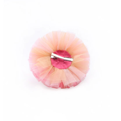 Baby Girl Birthday Hot Pink Crown Hair Clip - Gold Bow Pearl Tulle | Choko - Choko