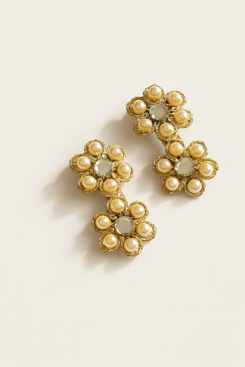 Choko Gold Floral Pearl Set of 2 Alligator Hair Clips for Girls Festive Styling