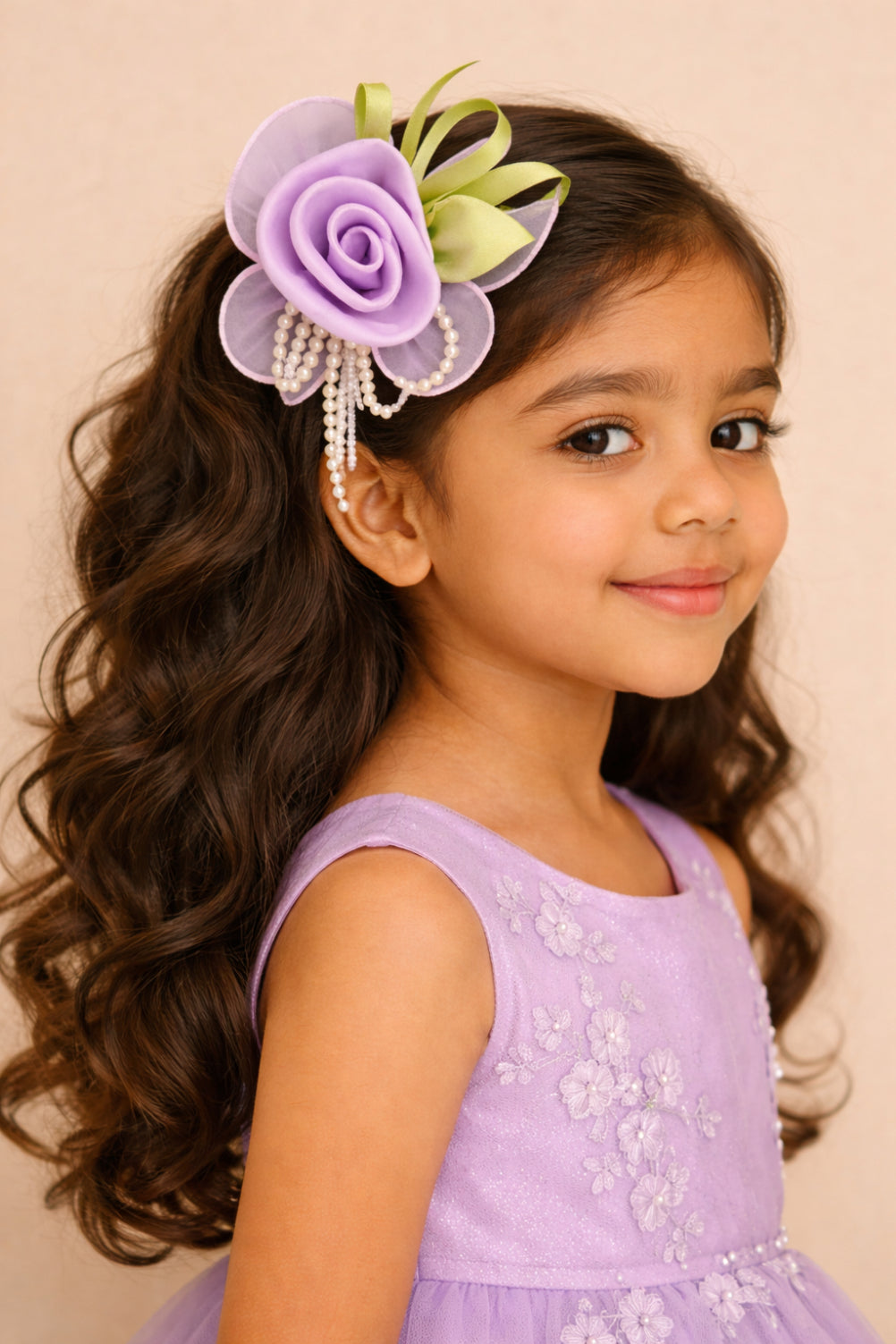Choko Purple Rose Pearl Alligator Hair Clip for Girls Party & Wedding Occasion Wear