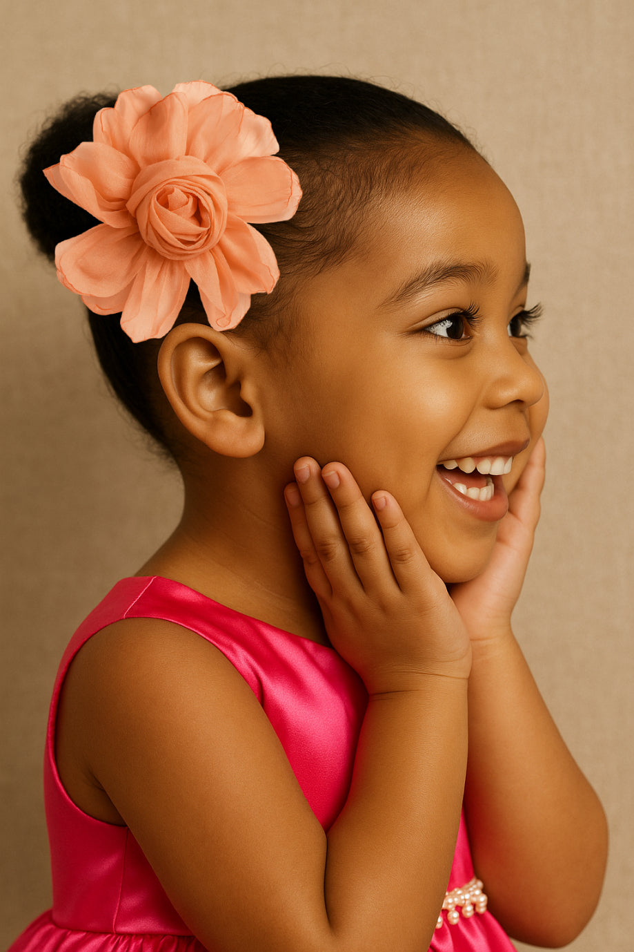 Choko Soft Orange Fabric Rose Hair Clip for Girls with Sheer Petals for Parties & Everyday Styling