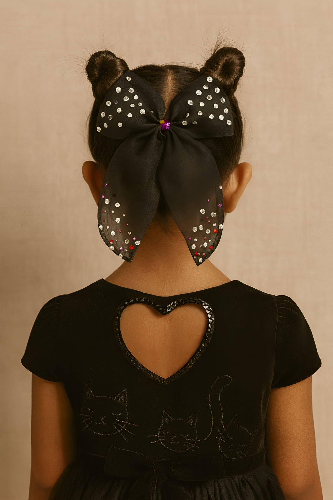 Choko Girls Black Organza Bow Alligator Clip With Halloween Theme For Festive Parties