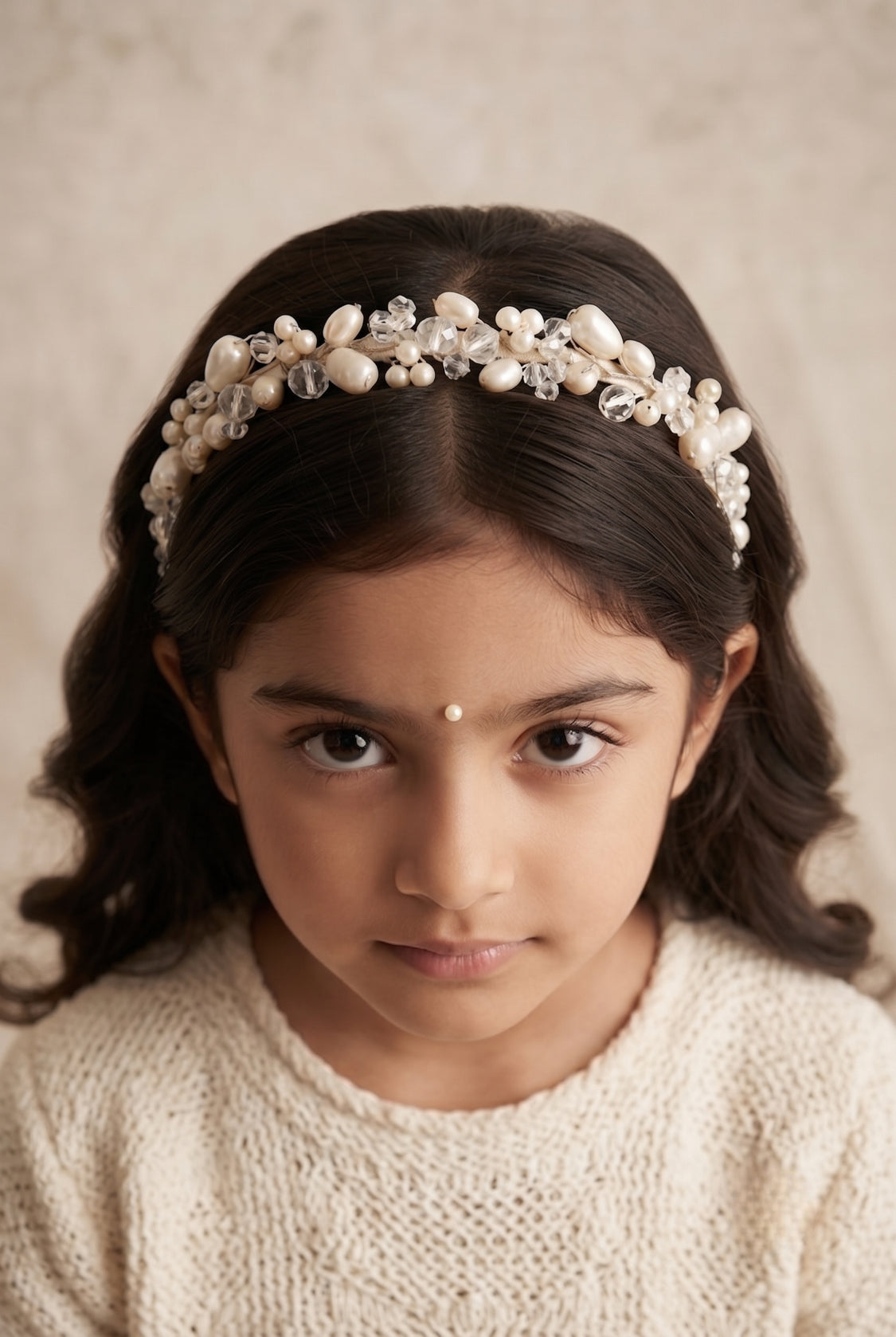 Choko Girls White Pearl Crystal Embellished Handcrafted Royal Traditional Hair Band