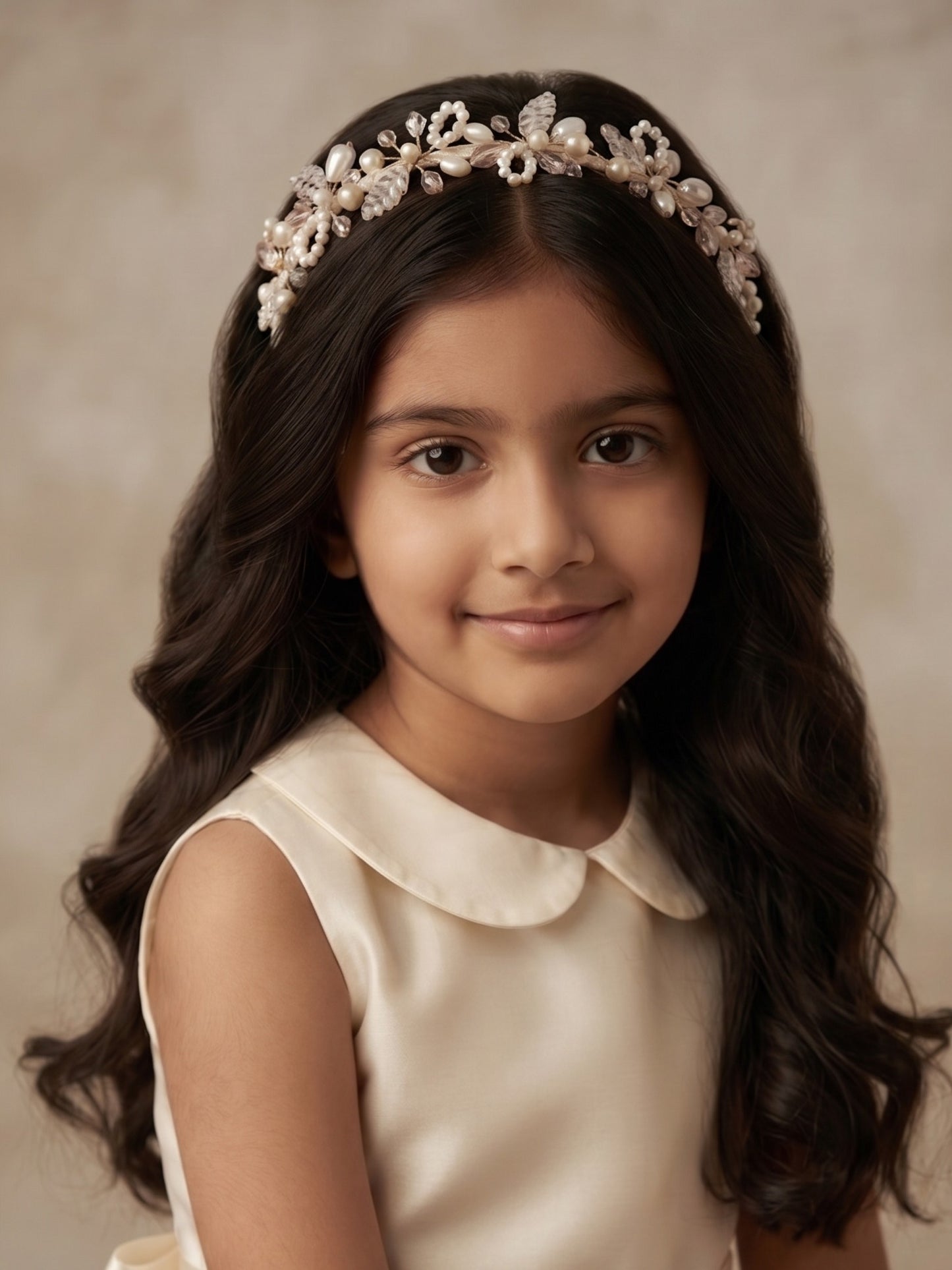Choko Girls White Pearl Floral Vine Embellished Handcrafted Royal Traditional Hair Band