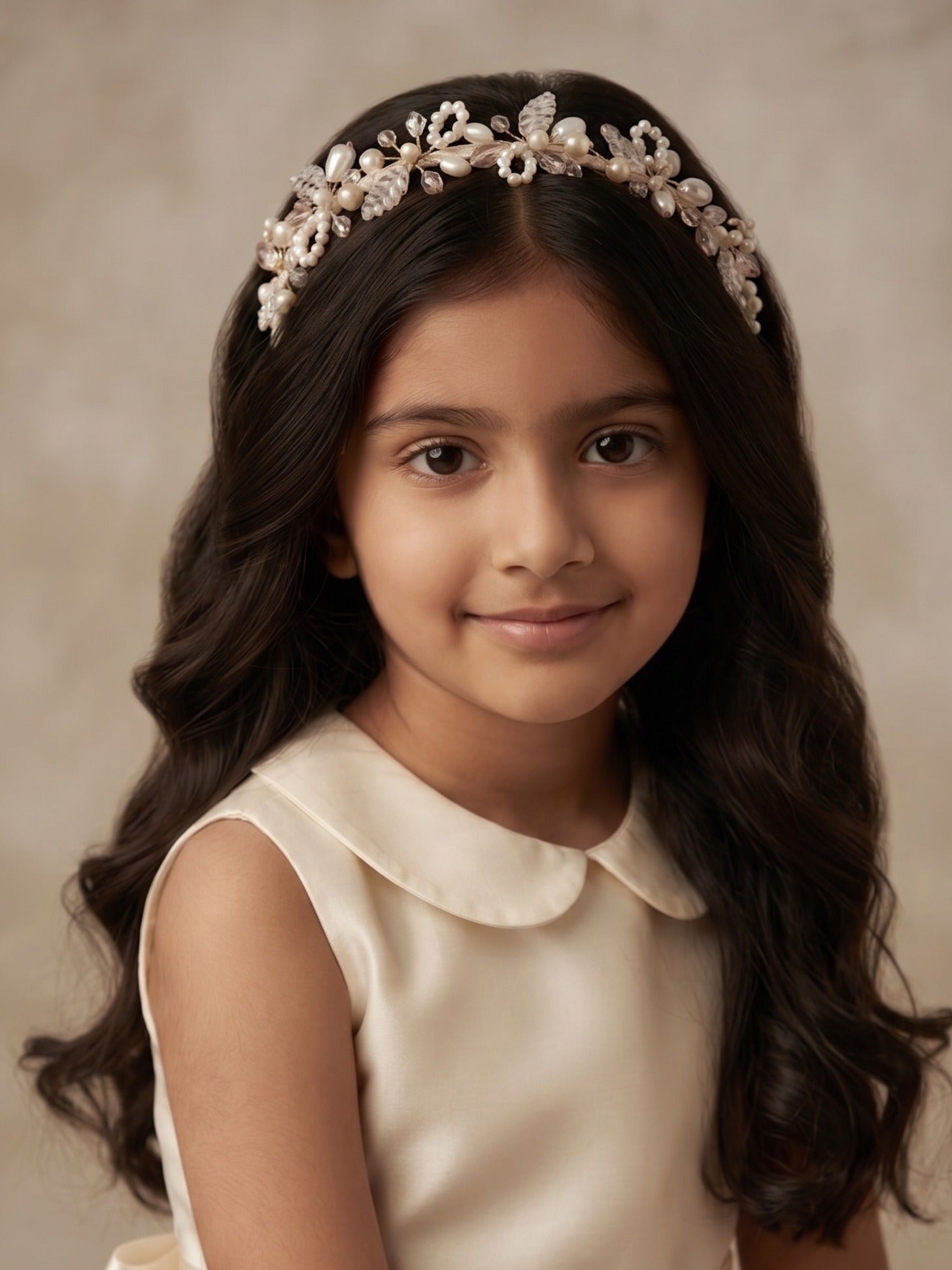 Choko Girls White Pearl Floral Vine Embellished Handcrafted Royal Traditional Hair Band