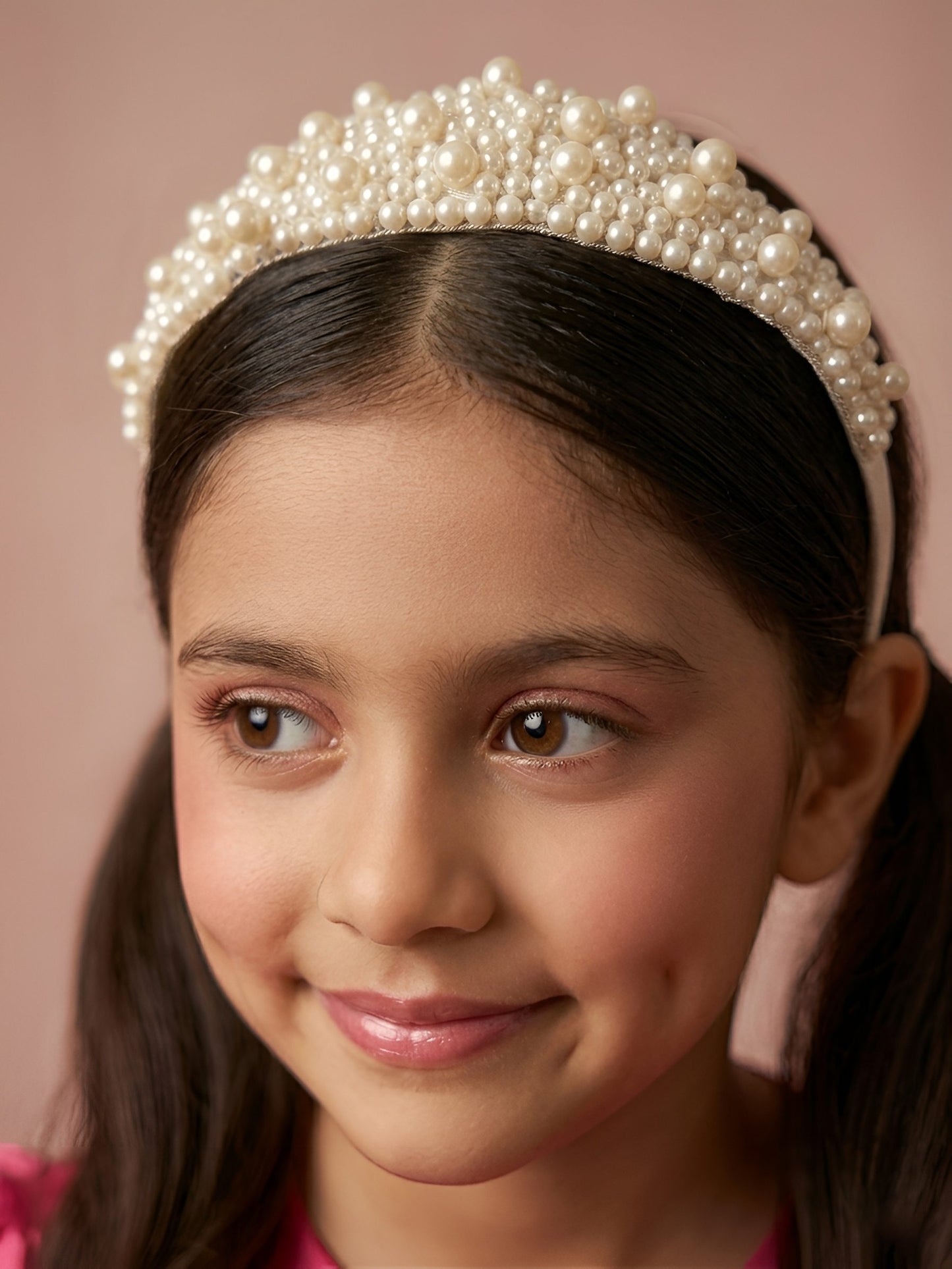 Choko Girls White Pearl Floral Cluster Embellished Handcrafted Royal Traditional Hair Band
