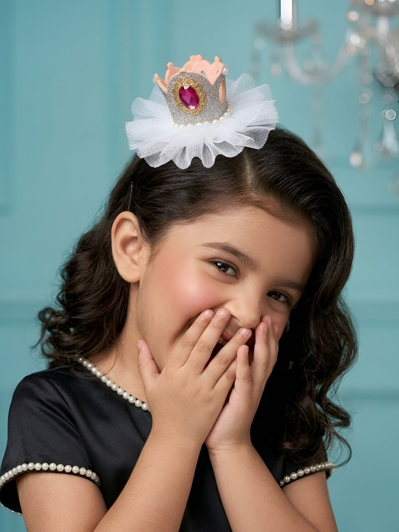 Choko Girls Silver Sparkle Pattern Majestic Collection Secure Alignment Crown Hair Clip