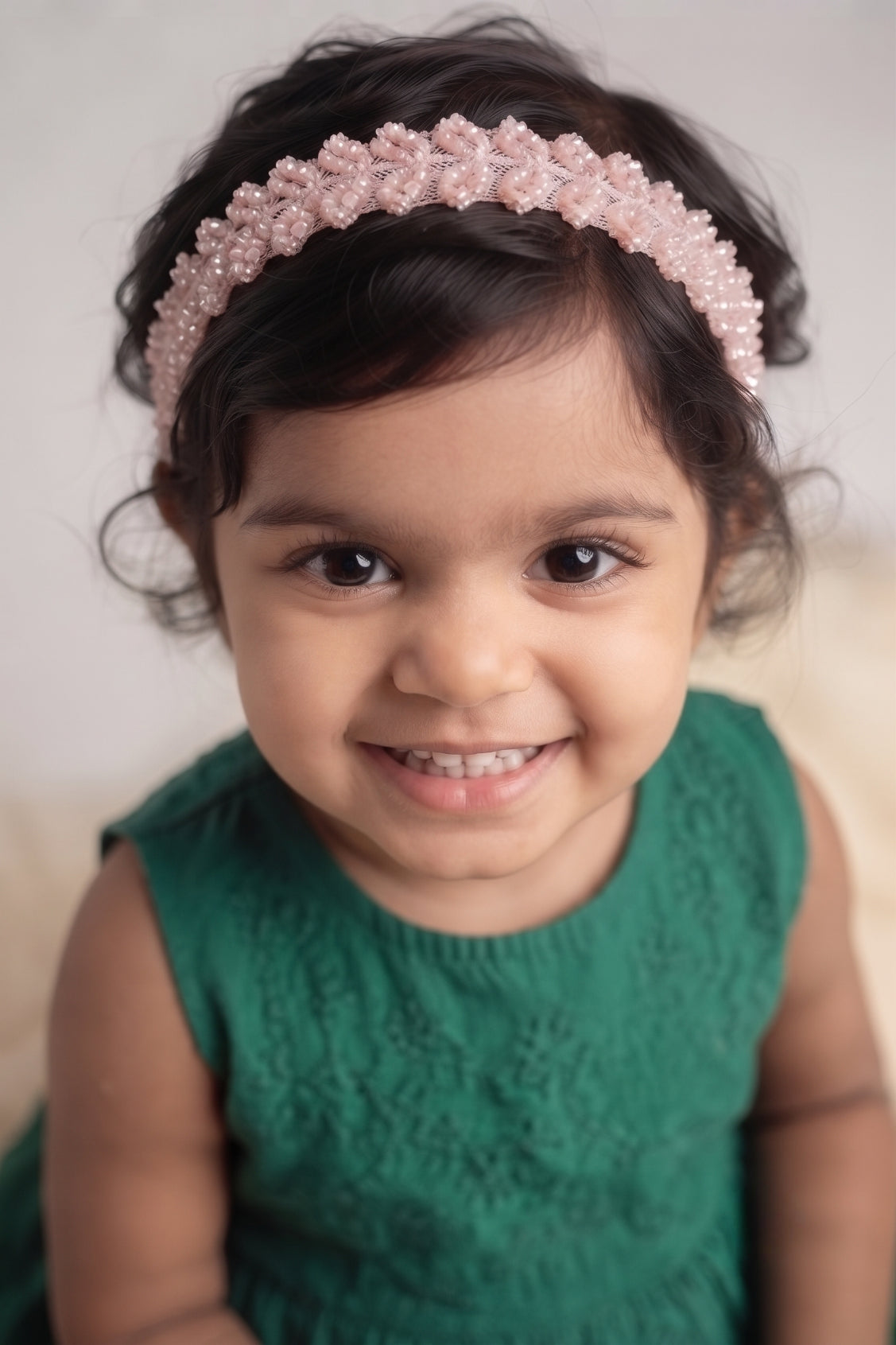 Choko Girls Black Hand Beaded Geometric Chevron Lace Premium Headband For Party Wear