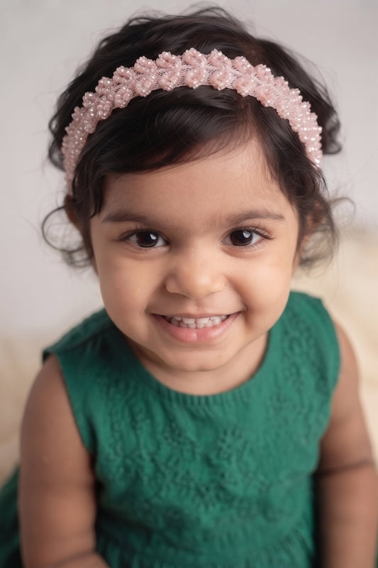 Choko Girls Black Hand Beaded Geometric Chevron Lace Premium Headband For Party Wear