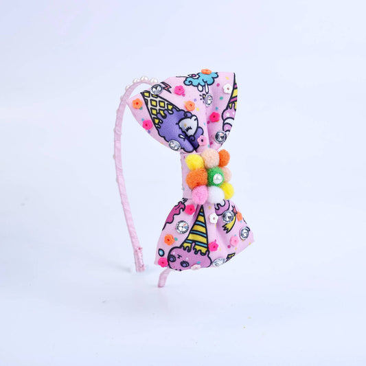 Choko Party Bow Hairband for Girls - Pink