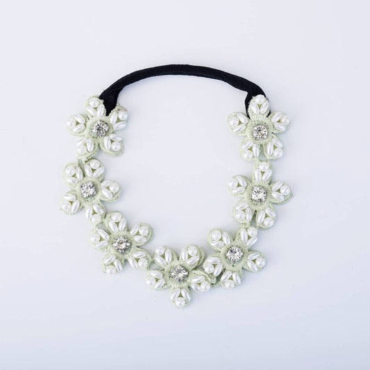 Choko Pearl and Rhinestone Flower Hairband for Girls - Light Pink