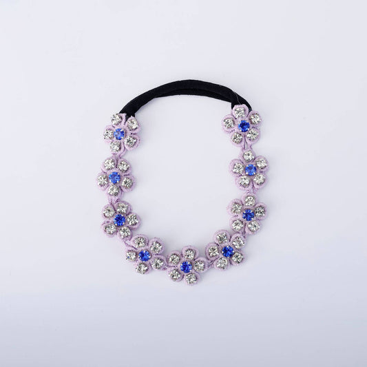 Choko Floral Rhinestone Hairband for Girls - Yellow and Silver