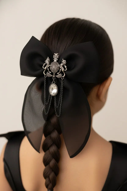 Choko Gothic Bow Hair Clip for Girls - Black
