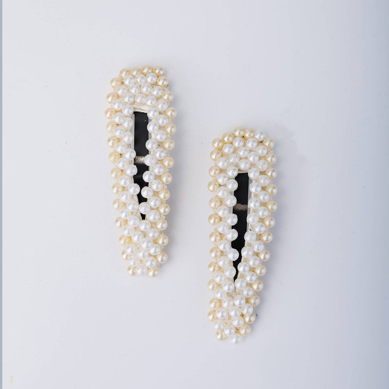Choko Pearl Beaded Hair Clip Set for Girls - Ivory - Choko