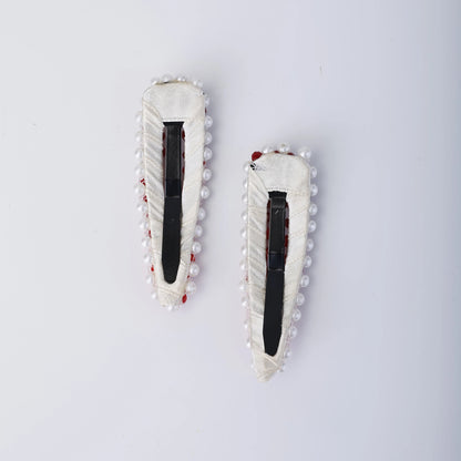 Choko Beaded Hair Clip Set for Girls - Red - Choko