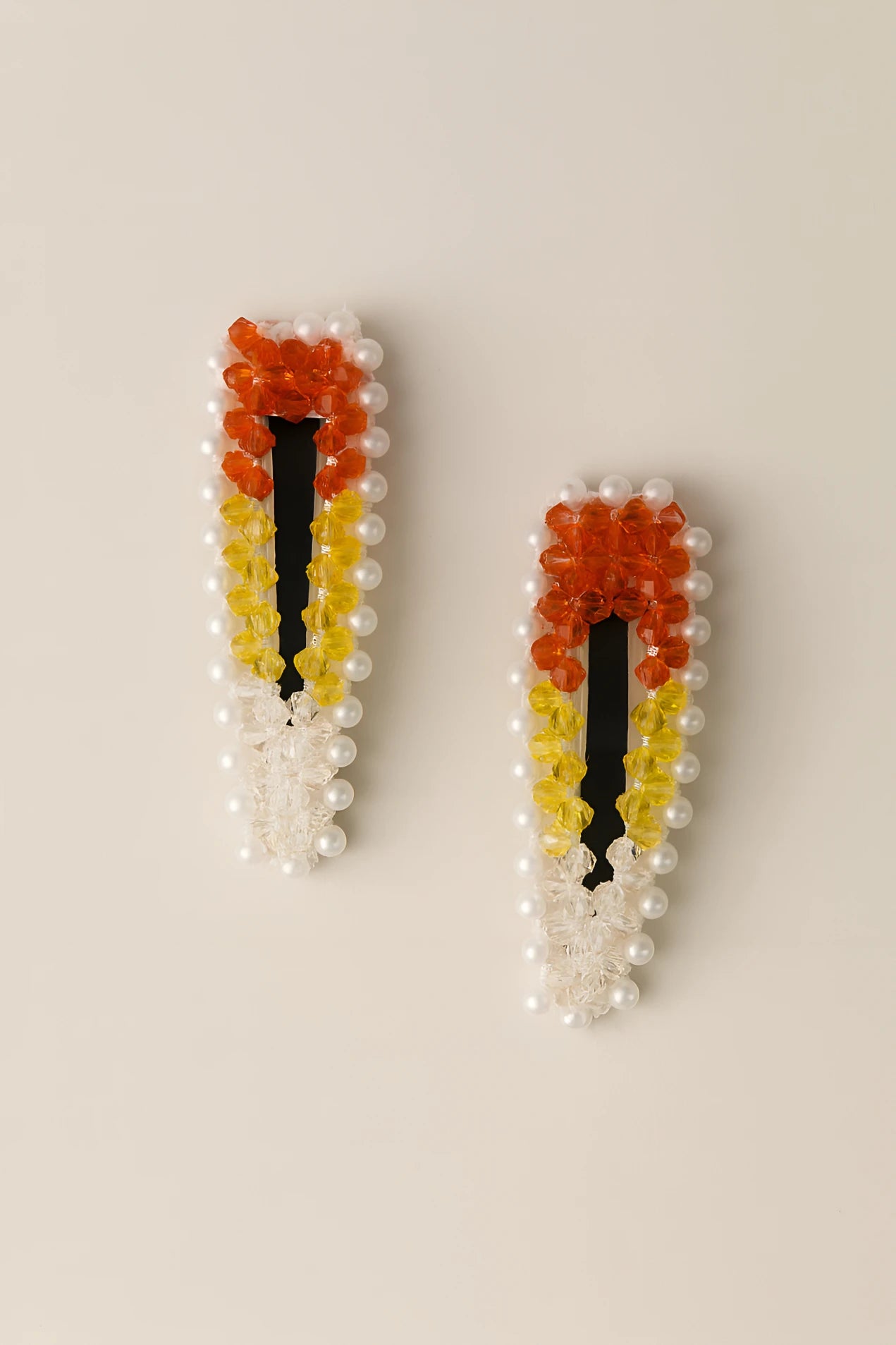 Choko Beaded Hair Clip Set for Girls - Orange, Yellow - Choko