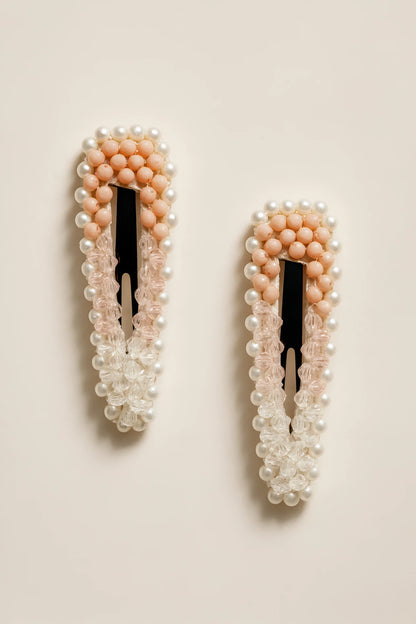 Choko Beaded Hair Clip Set for Girls - Beige - Choko