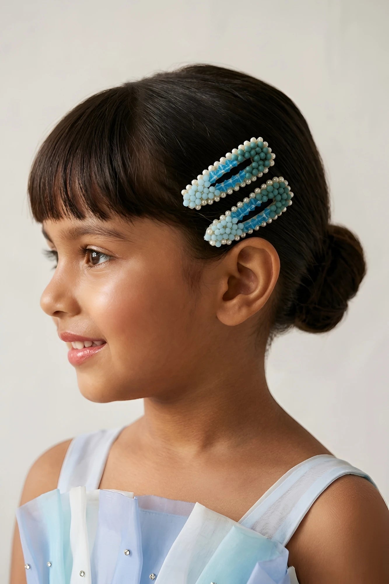 Choko Beaded Hair Clip Set for Girls - Blue - Choko
