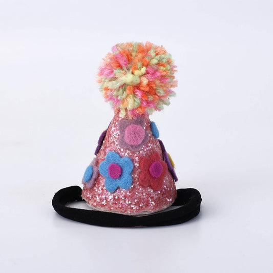 Choko Pom Pom Birthday Party Hat Headband - Pink