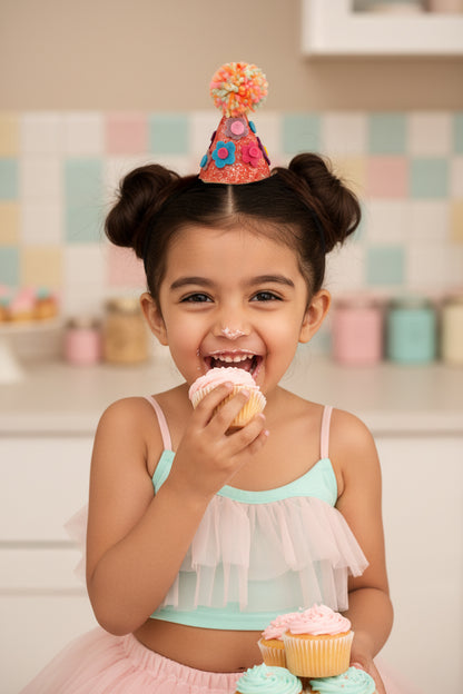 Choko Pom Birthday Party Hat Headband for Baby Girls — Pink - Choko