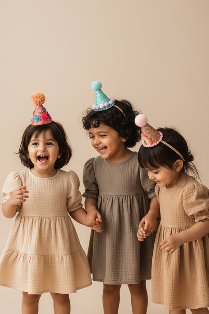 Choko Sparkle Birthday Party Hat Headband for Baby Girls — Blue - Choko