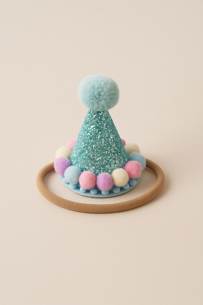 Choko Sparkle Birthday Party Hat Headband for Baby Girls — Blue - Choko