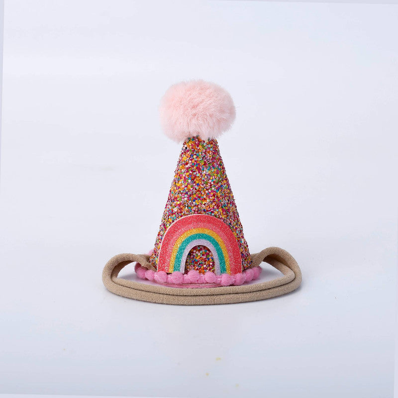 Choko Rainbow Birthday Party Hat Headband for Baby Girls — Pink - Choko