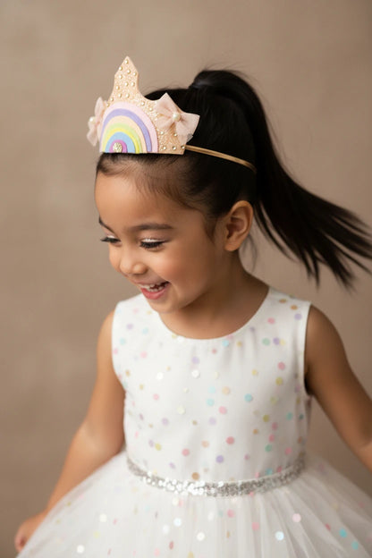 Choko Sparkling Rainbow Birthday Crown Headband - Pink, for Baby Girls and Boys - Choko