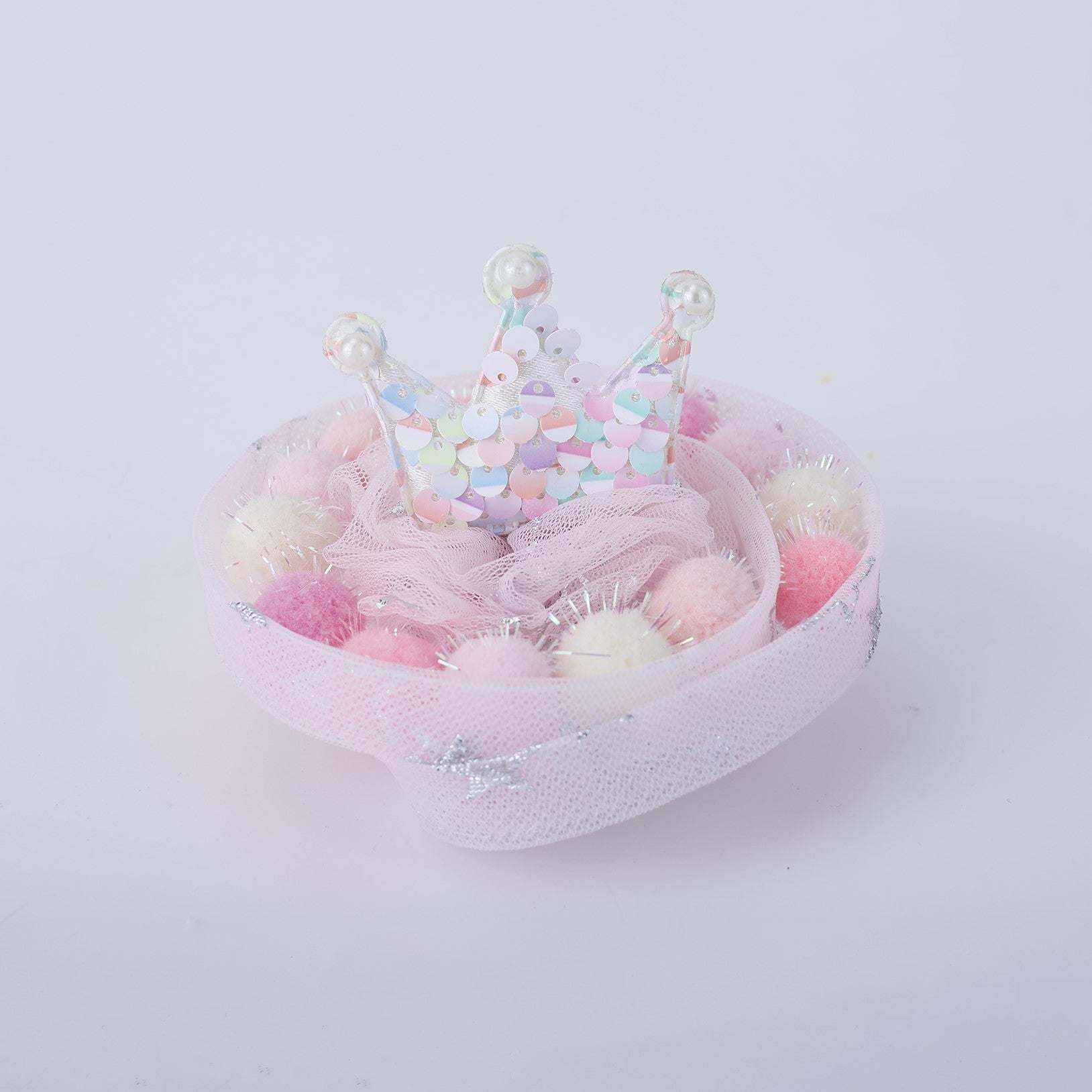 Pastel Crown Pom-Pom Birthday Hair Clip for Baby Girls -  CCK90 - Choko
