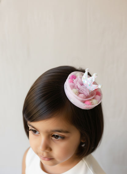 Pastel Crown Pom-Pom Birthday Hair Clip for Baby Girls -  CCK90 - Choko