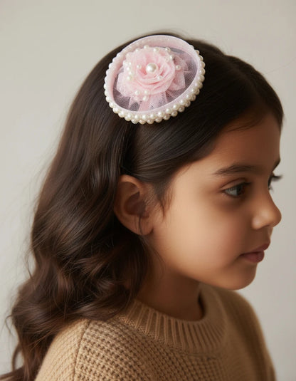 Sweet Blush Pearl Rose Birthday Hair Clip for Baby Girls - Choko