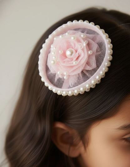 Sweet Blush Pearl Rose Birthday Hair Clip for Baby Girls - Choko